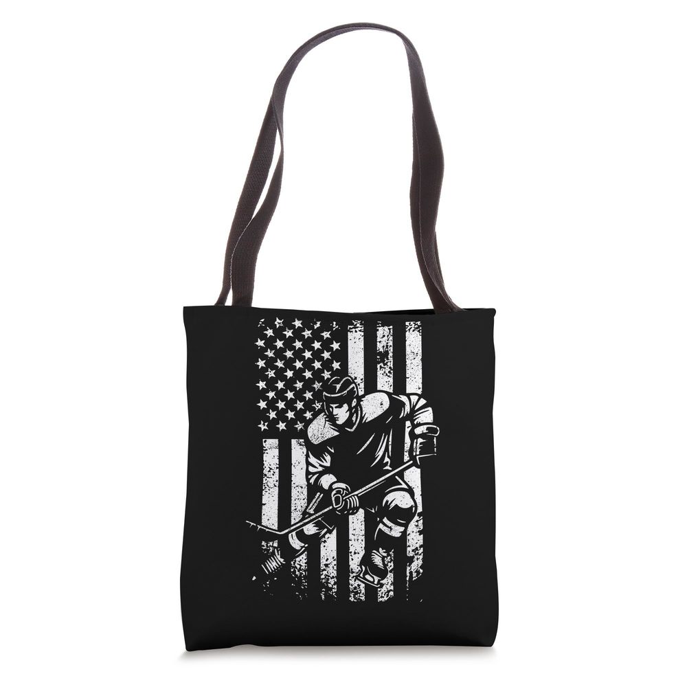 American Flag Hockey Player Usa Pride Tote Bag >:(